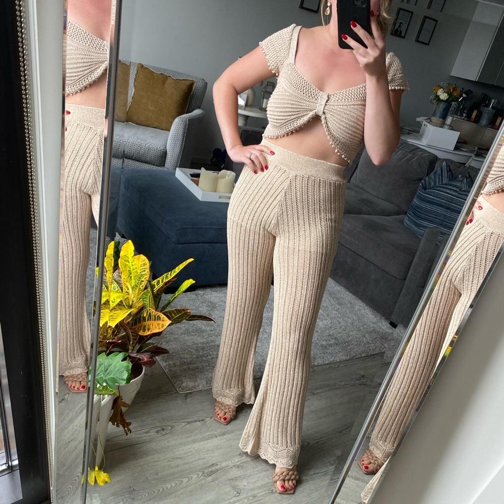 River Island Gold Shimmer Crochet Set